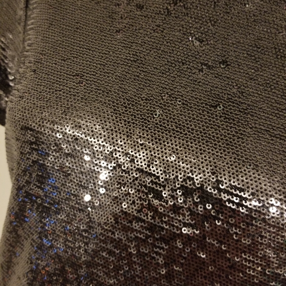 Women's Silver Sequin Shirtdress - Picture 3 of 5